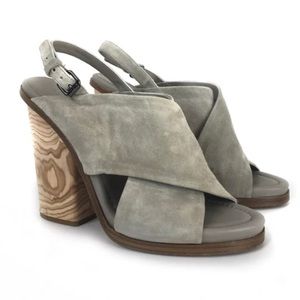 Suede taupe Vince chunky heeled sandals